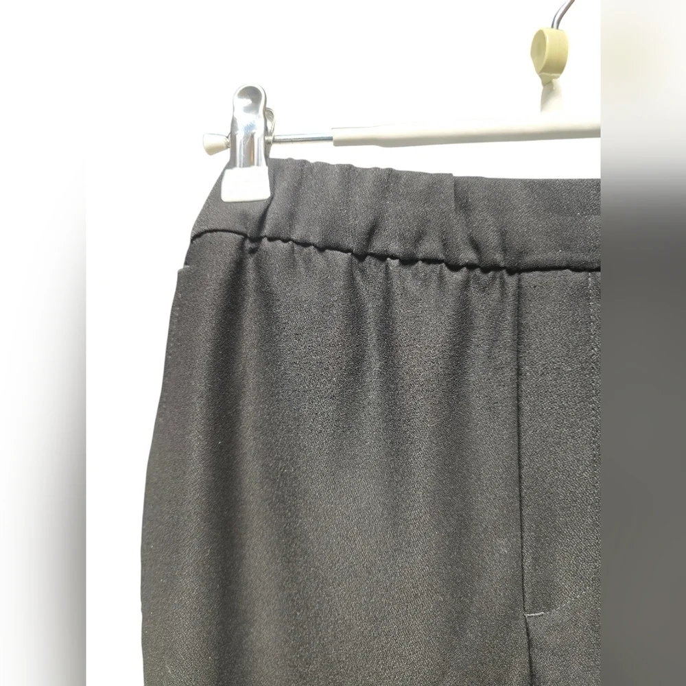 Banana Republic Elastic Waist Track Pants Sz. M Black with Grey Stripe